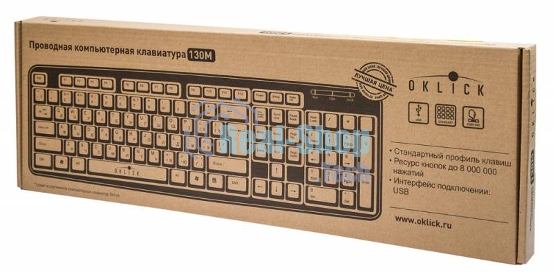 Клавиатура проводная Oklick 130M, USB, черный