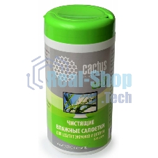 Салфетки Cactus CS-T1001E для экранов и оптики туба 100шт влажные