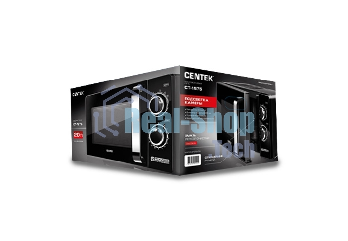 Микроволновая печь Centek CT-1575 черный, 20 л, 700 Вт, поворотный механизм