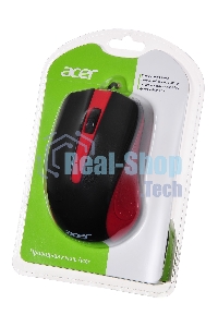 Мышь проводная Acer OMW012 черный/красный, 1200 dpi, USB, кнопки - 3