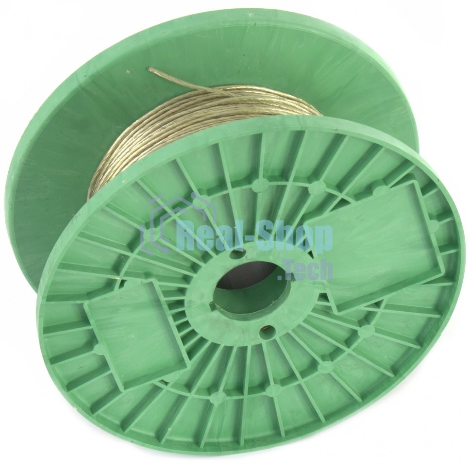 Трос металлополимерный прозрачный Сибртех ПР-2.0, (2,0мм толщина, катушка 200м.п.),