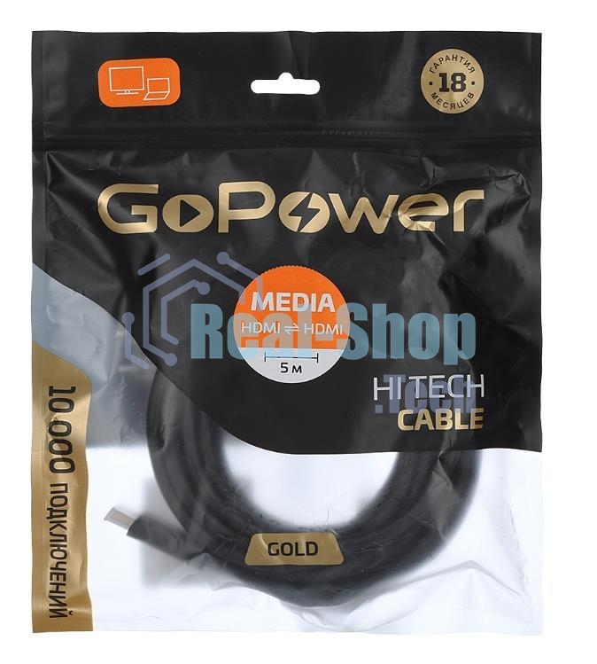 Кабель GoPower HDMI (M)-HDMI (M) 5.0M 00-00027310 черный