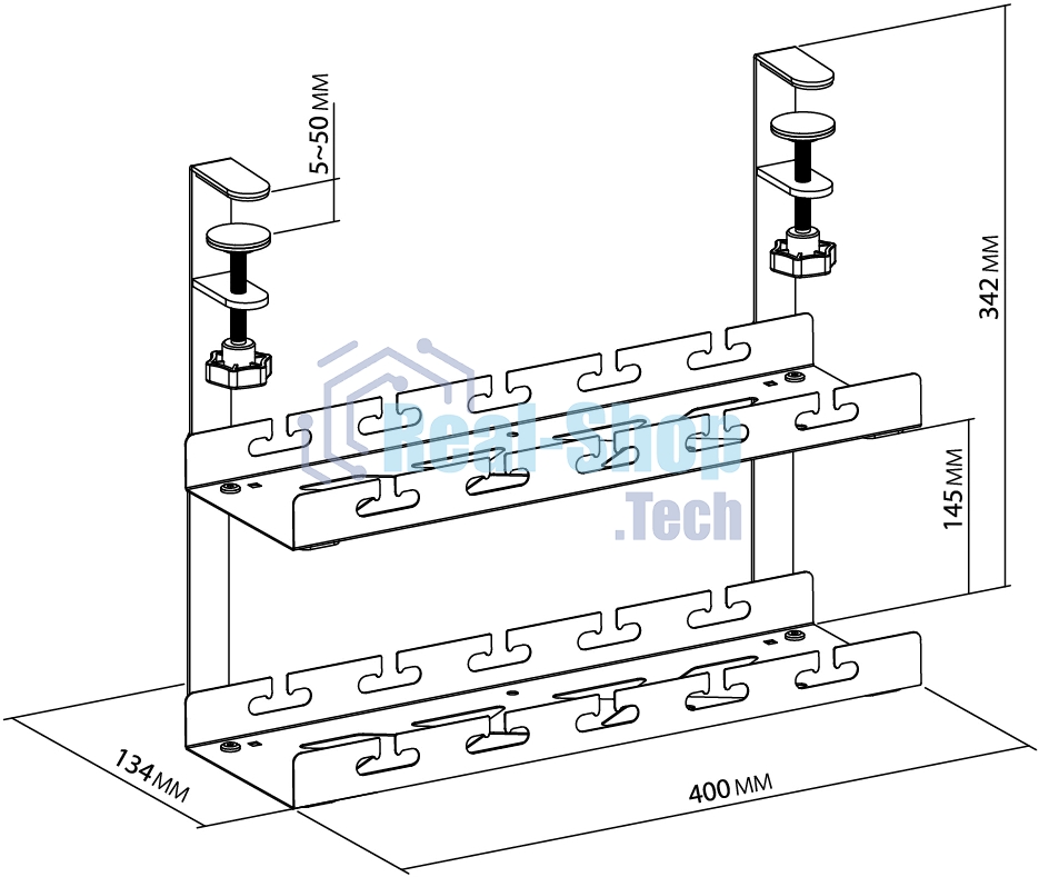Кабель-канал Cactus CS-CM-400-2BK для столов 40x13.4x34.2 см черный