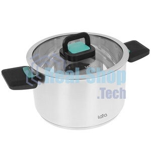 Кастрюля Lara LR02-244 с крышкой, нержавеющая сталь, 5-слойное капсул. индукц. дно, складные ручки 5 л