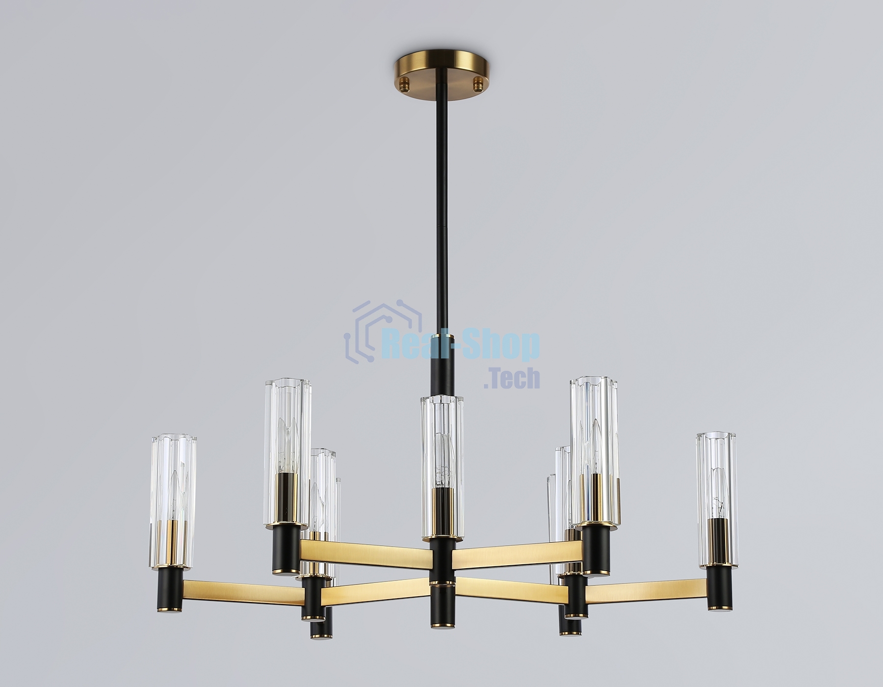 Люстра Ambrella light LH55513/9 BK/BS/CL черный/латунь/прозрачный E14*9 max 40W D760*760