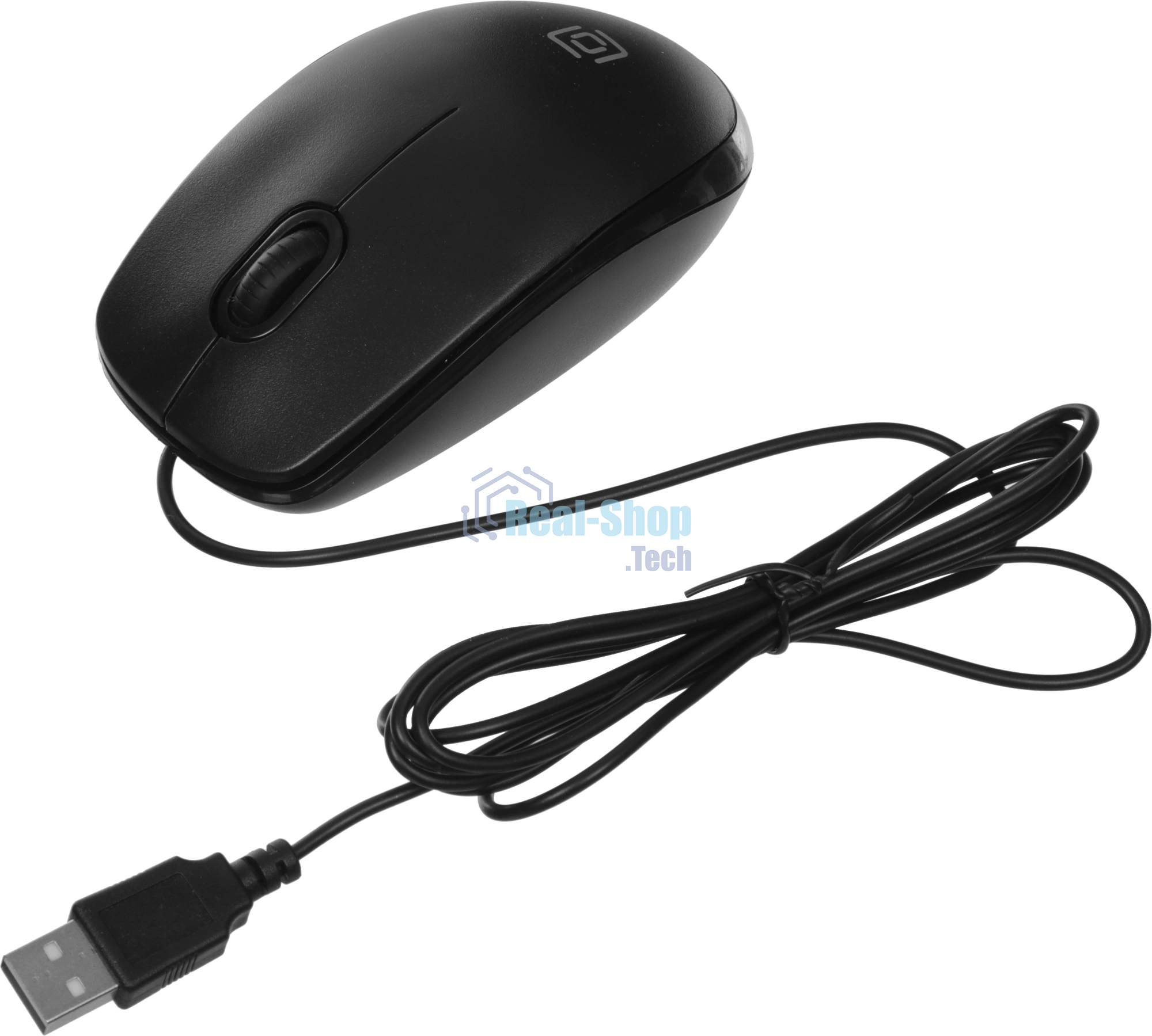 Мышь проводная Oklick 195M черный, 800 dpi, USB, кнопки - 3