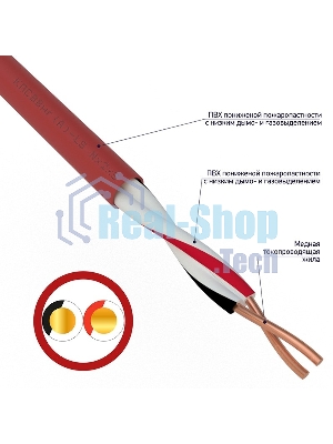 Кабель для пожарной сигнализации Rexant КПСВВнг(А)-LS 1x2x0,50 мм², бухта 200 м, 01-4860
