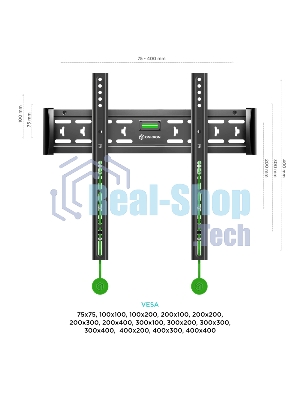 Кронштейн ONKRON FM5/32-55'' макс 400x400 наклон 0º от стены: 29мм макс вес 56,8кг