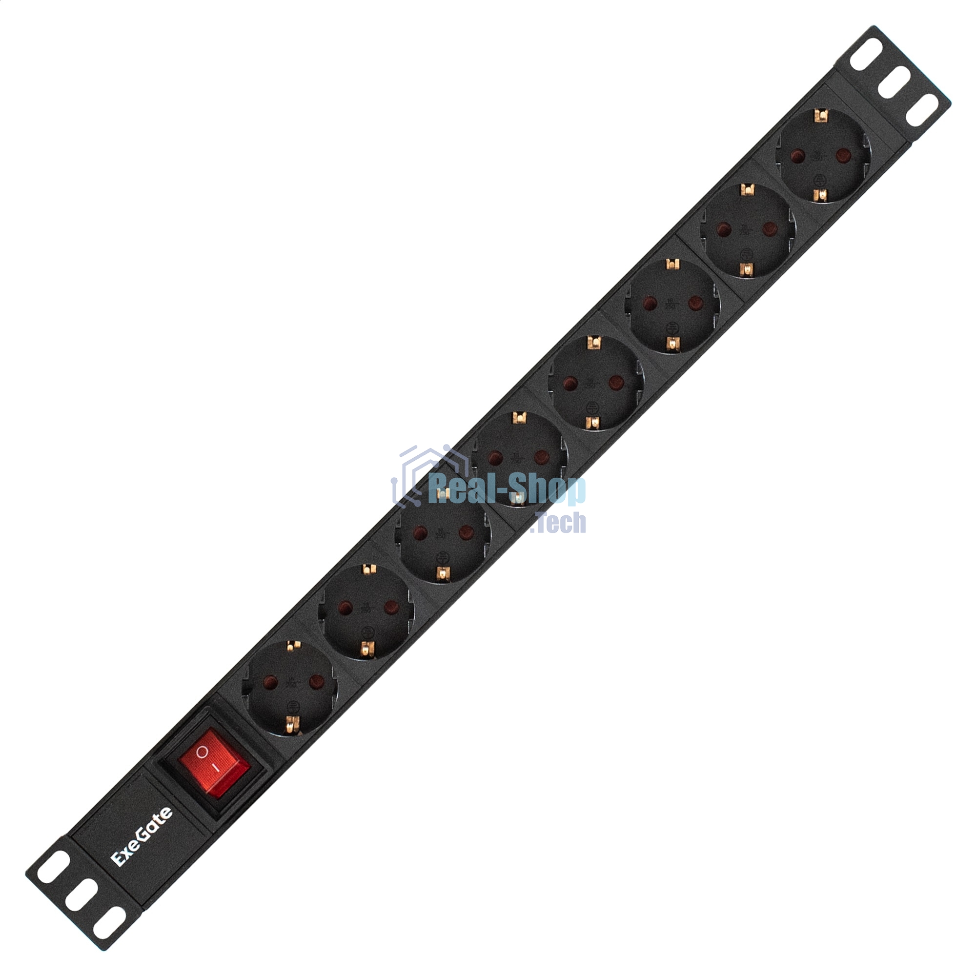 Блок розеток горизонтальный ExeGate ServerPro PDU-19H801 Al-8S-C14-SW, 19