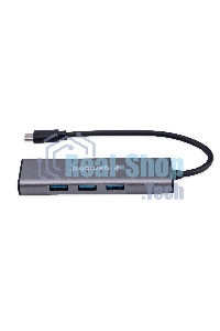 Разветвитель USB3.1 Gembird UHB-U3P7-02, 7хUSB, с доп.питанием (порт Type-C), OTG, кабель Type-C 19см, алюминий, коробка