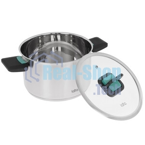 Кастрюля Lara LR02-244 с крышкой, нержавеющая сталь, 5-слойное капсул. индукц. дно, складные ручки 5 л