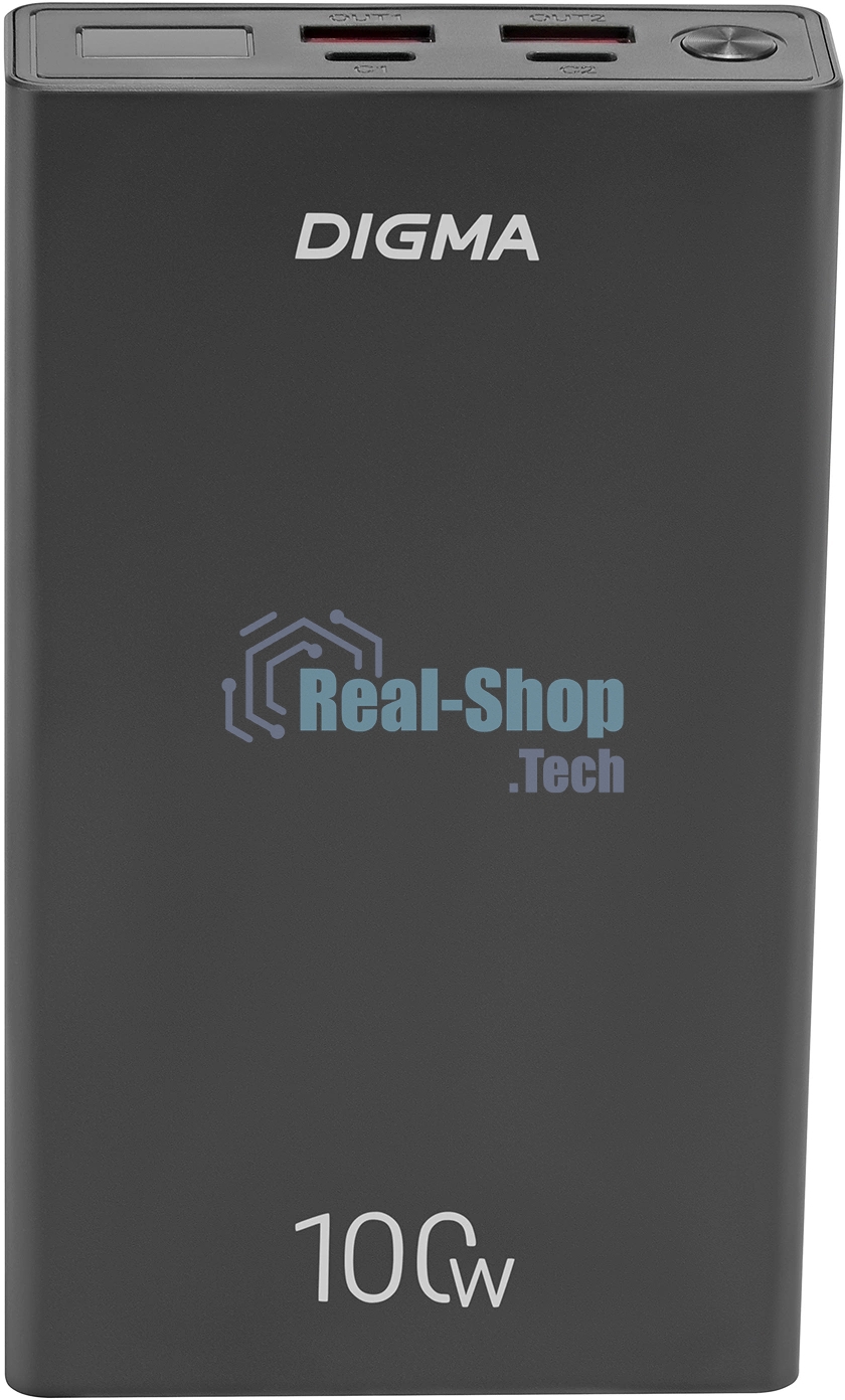 Портативный аккумулятор Digma DGPD100WA 20000mAh QC3.0/PD3.0 100W 5A 2xUSB-A/2xUSB-C черный