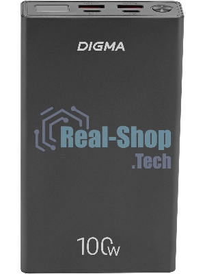 Портативный аккумулятор Digma DGPD100WA 20000mAh QC3.0/PD3.0 100W 5A 2xUSB-A/2xUSB-C черный