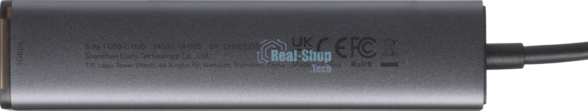 USB-концентратор CUDY UH605, USB Type-C, USB + RJ-45, USB Type-C