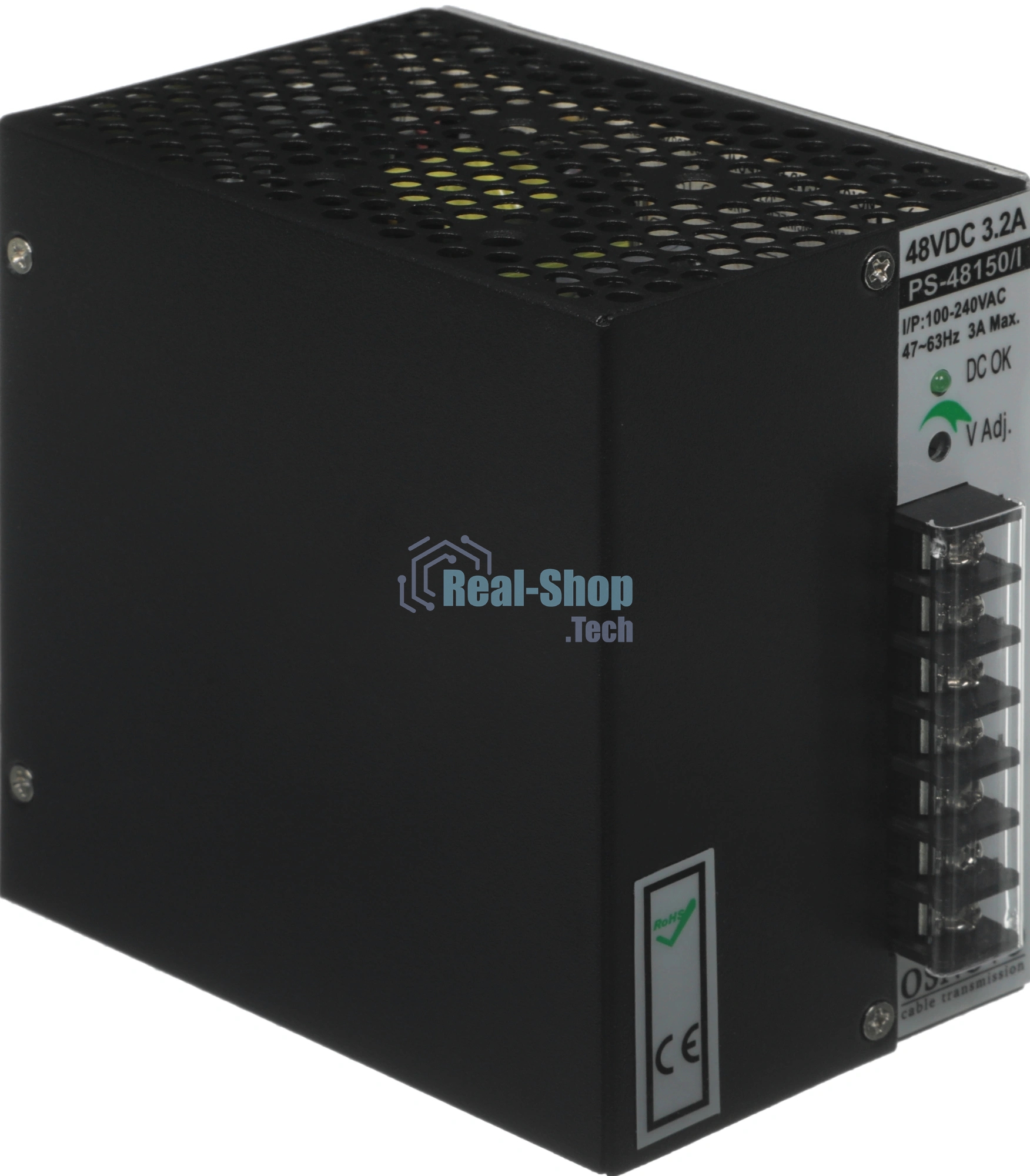 Промышленный блок питания OSNOVO DC48V, 3.2A (150W). Диапазон входных напряжений: AC195-265V