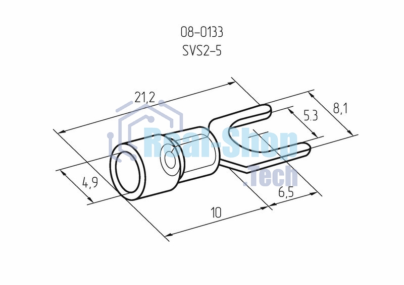 Наконечник вилочный изолированный Rexant 5.3 мм 1.5-2.5 мм² (НВи 2.5-5/НВи 2-5) синий