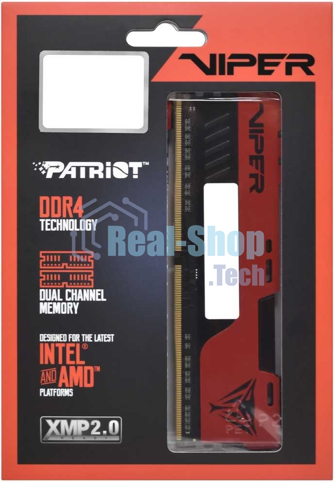 Оперативная память Patriot Viper Elite II, DDR4, 32GB (2x16 GB), 3200 MHz, CL18, DIMM, радиатор, красный, черный
