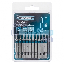 Набор бит GROSS HEX 3x50, сталь S2, 10 шт GROSS 11462