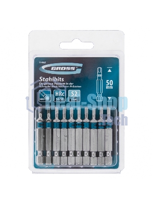 Набор бит GROSS HEX 3x50, сталь S2, 10 шт GROSS 11462