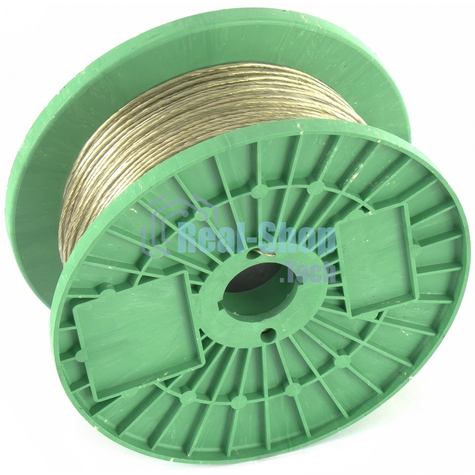 Трос металлополимерный прозрачный Сибртех ПР-2.5, (2,5мм толщина, катушка 200м.п.)