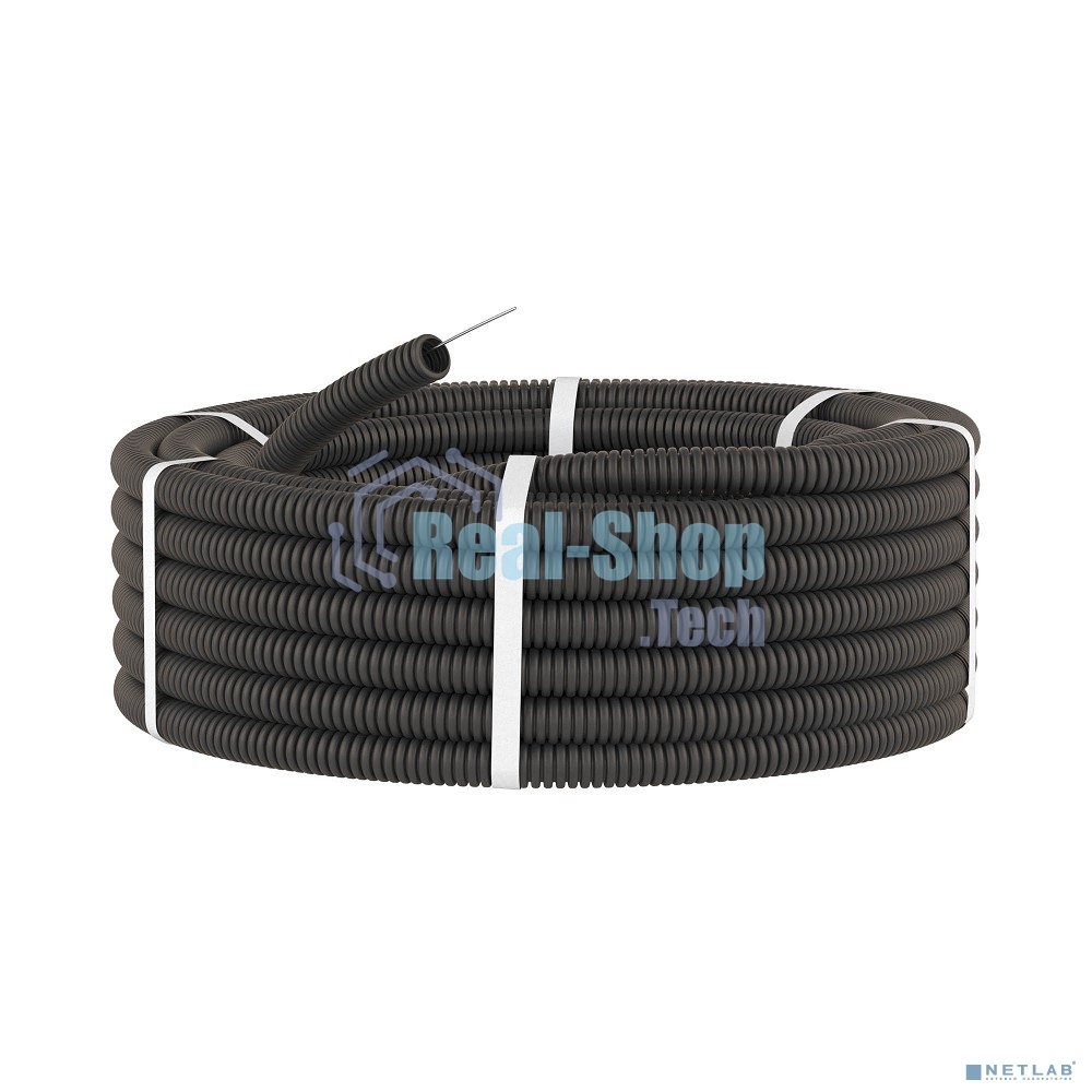 Труба гофрированная ПНД d32мм с протяж. черный (уп.25м) ДКС 71732