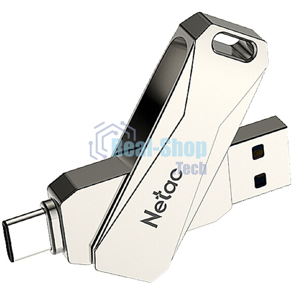 Флешка USB Netac U782C, 256Gb, USB 3.0, серебристый