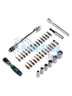 Набор бит Gross 11625 и головок торцевых 1/4'' карданный ключ трещотка адаптер s2 37 шт.