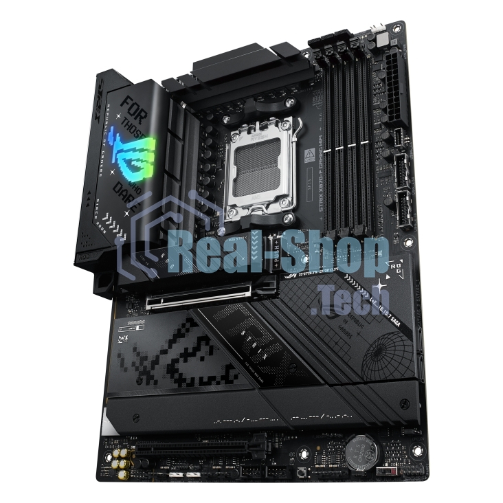 Материнская плата ASUS ROG STRIX X870-F GAMING WIFI, AM5, AMD X870, 4xDDR5, 2xSATA, 4xM.2, 1xPCI-E 5.0 x16, 1xPCI-E 4.0 x4, 1xHDMI, 1xDP, 2xUSB-C USB4, 1xUSB-C 10Gbps, 5xUSB-A 10Gbps, 4xUSB-A 5Gbps, 1x 2.5Gb LAN, 2x3.5 мм, 7.1, ATX