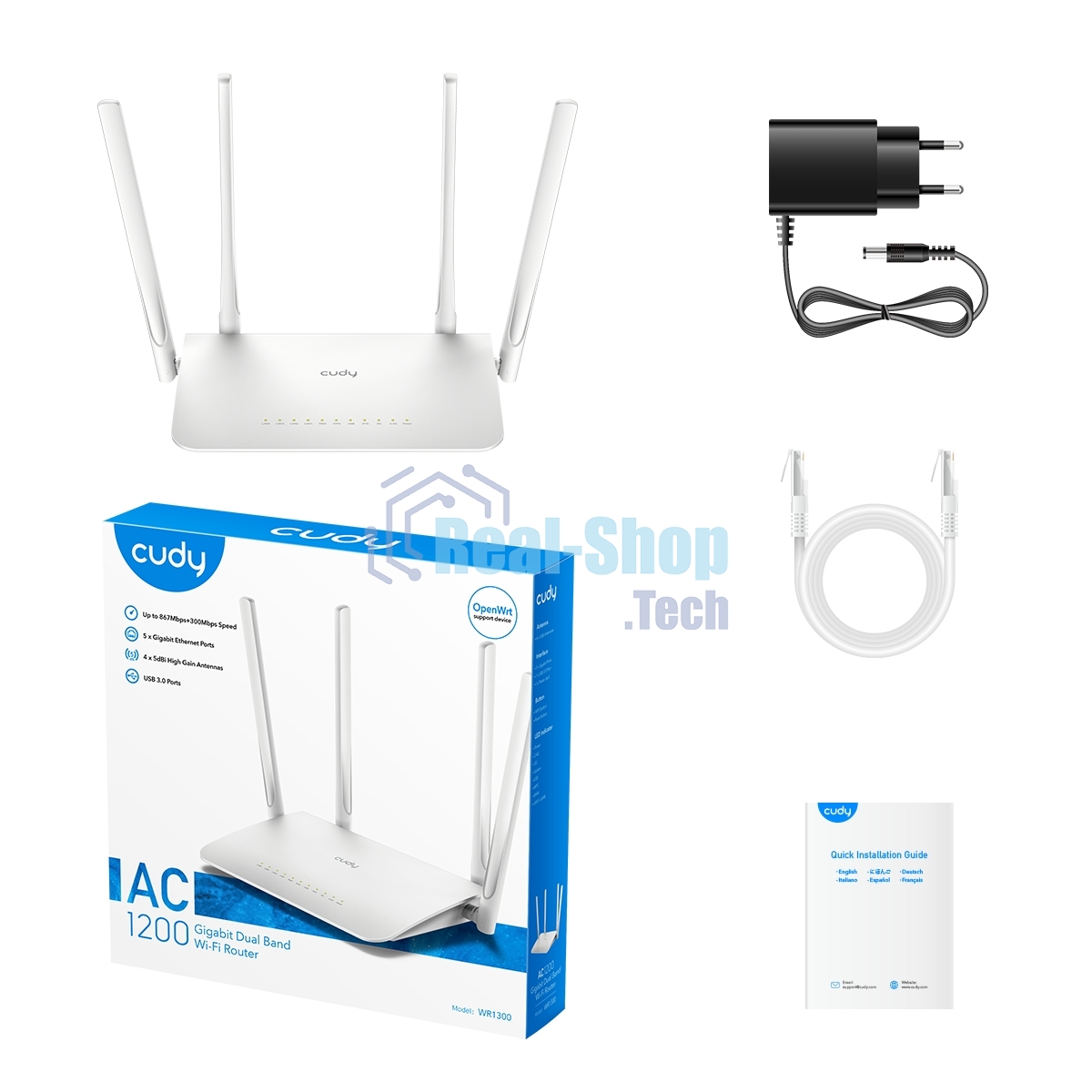 Роутер беспроводной Cudy WR1300 AC1200 10/100/1000BASE-TX/Wi-Fi белый