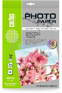 Фотобумага Cactus CS-MSA412050 A4/120г/м2/50л./белый матовое самоклей. для струйной печати