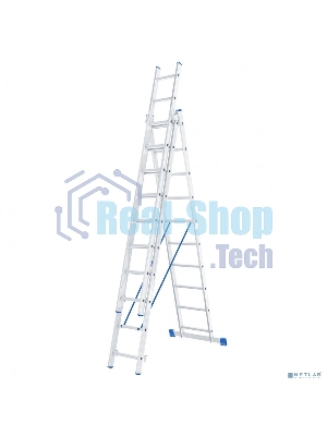 Лестница Сибртех, 3 х 10 ступеней, алюминиевая, трехсекционная