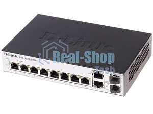 Коммутатор D-Link DGS-1100-10MPPV2/A3A, 8×1 Гбит/с + 2×1 Гбит/с SFP, настраиваемый