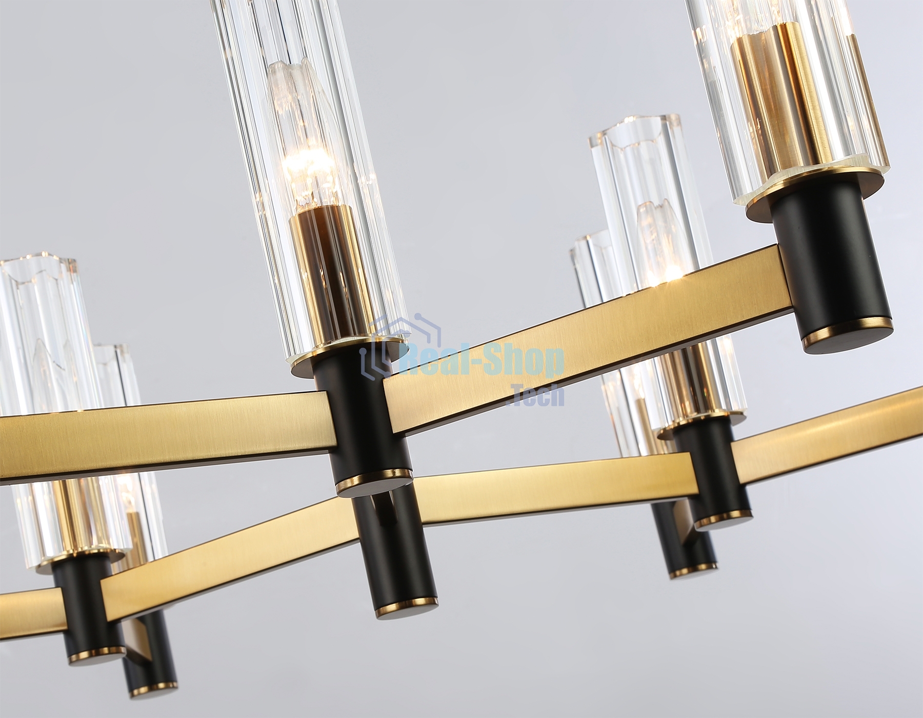 Люстра Ambrella light LH55513/9 BK/BS/CL черный/латунь/прозрачный E14*9 max 40W D760*760