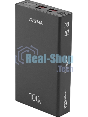 Портативный аккумулятор Digma DGPD100WA 20000mAh QC3.0/PD3.0 100W 5A 2xUSB-A/2xUSB-C черный
