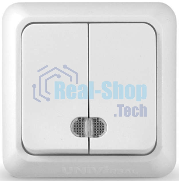 Выключатель 2-кл. ОП Олимп 10А IP20 с индик.белый Universal О0123