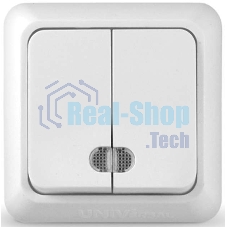 Выключатель 2-кл. ОП Олимп 10А IP20 с индик.белый Universal О0123