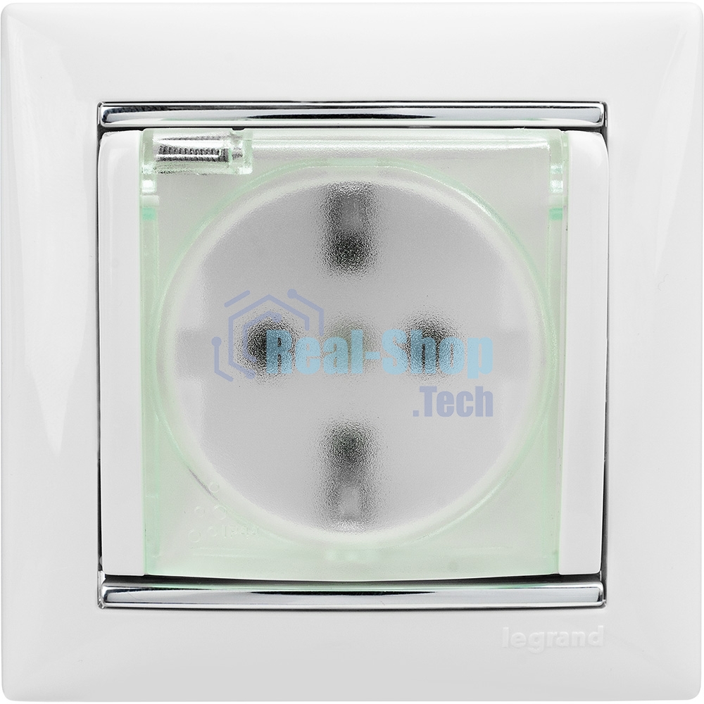 Розетка Legrand Valena 774220 влагозащищенная IP44 с заземлением с крышкой и защитными шторками (белая)