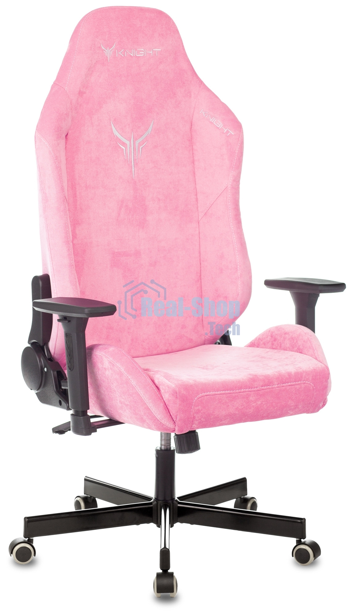 Кресло игровое Knight N1 Fabric розовый Velvet 36 с подголов. крестовина металл