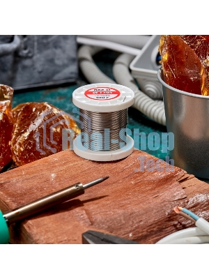 Припой с канифолью Rexant ПОС-61, 100г, Ø1мм, (олово 61%, свинец 39%), катушка