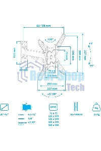 Кронштейн Arm media MARS-7 черный, 15 шт/уп. Кр. стал. настенный для TV 20