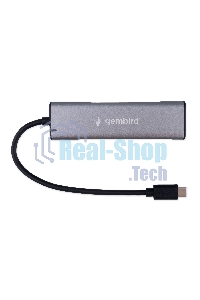 Разветвитель USB3.1 Gembird UHB-U3P7-02, 7хUSB, с доп.питанием (порт Type-C), OTG, кабель Type-C 19см, алюминий, коробка