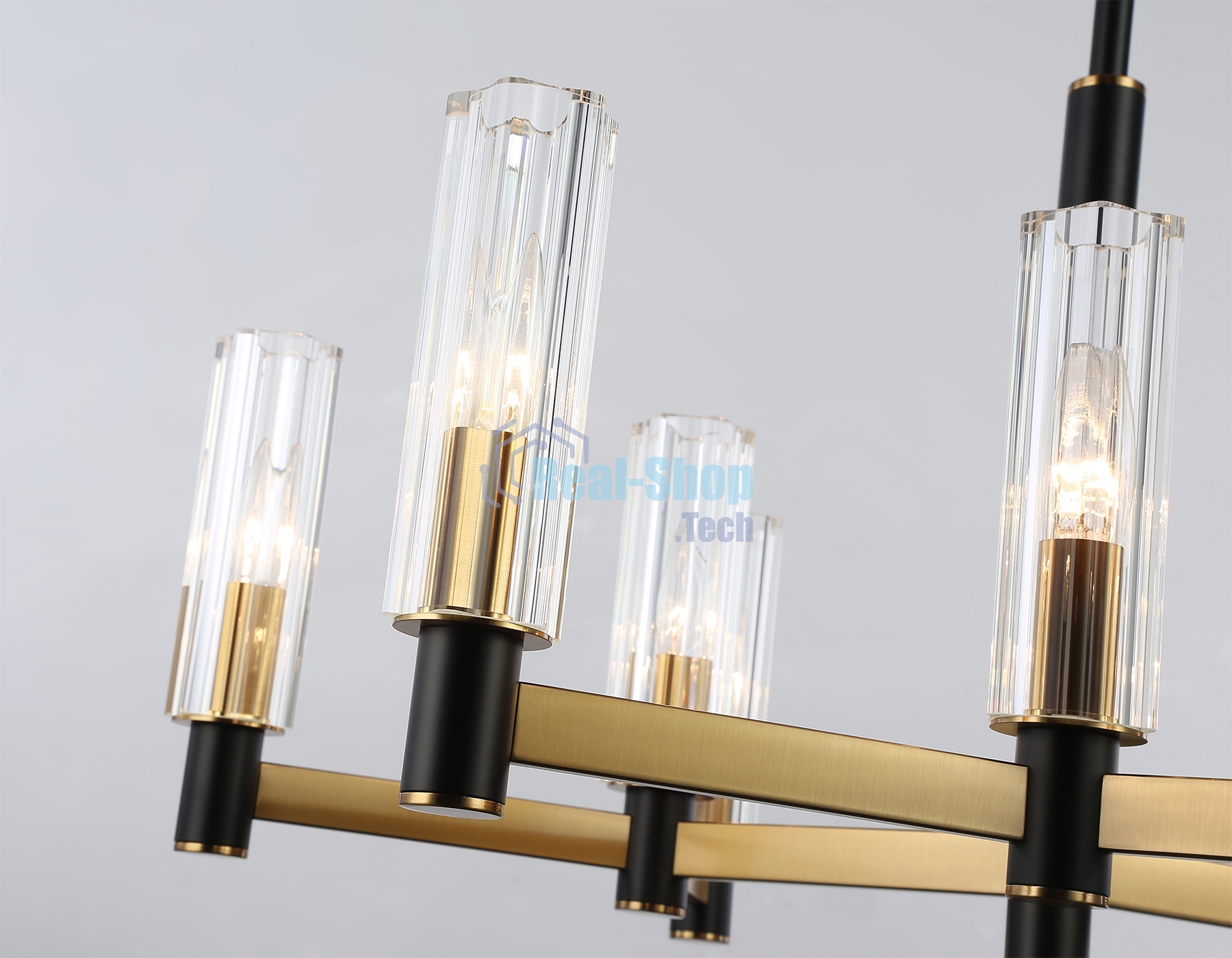 Люстра Ambrella light LH55513/9 BK/BS/CL черный/латунь/прозрачный E14*9 max 40W D760*760