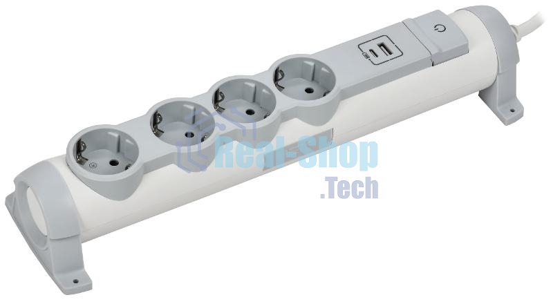Удлинитель У04К 4 места 2P+PE 3м 3х1,5мм2 16А USB A+C 20Вт белый COMFORT