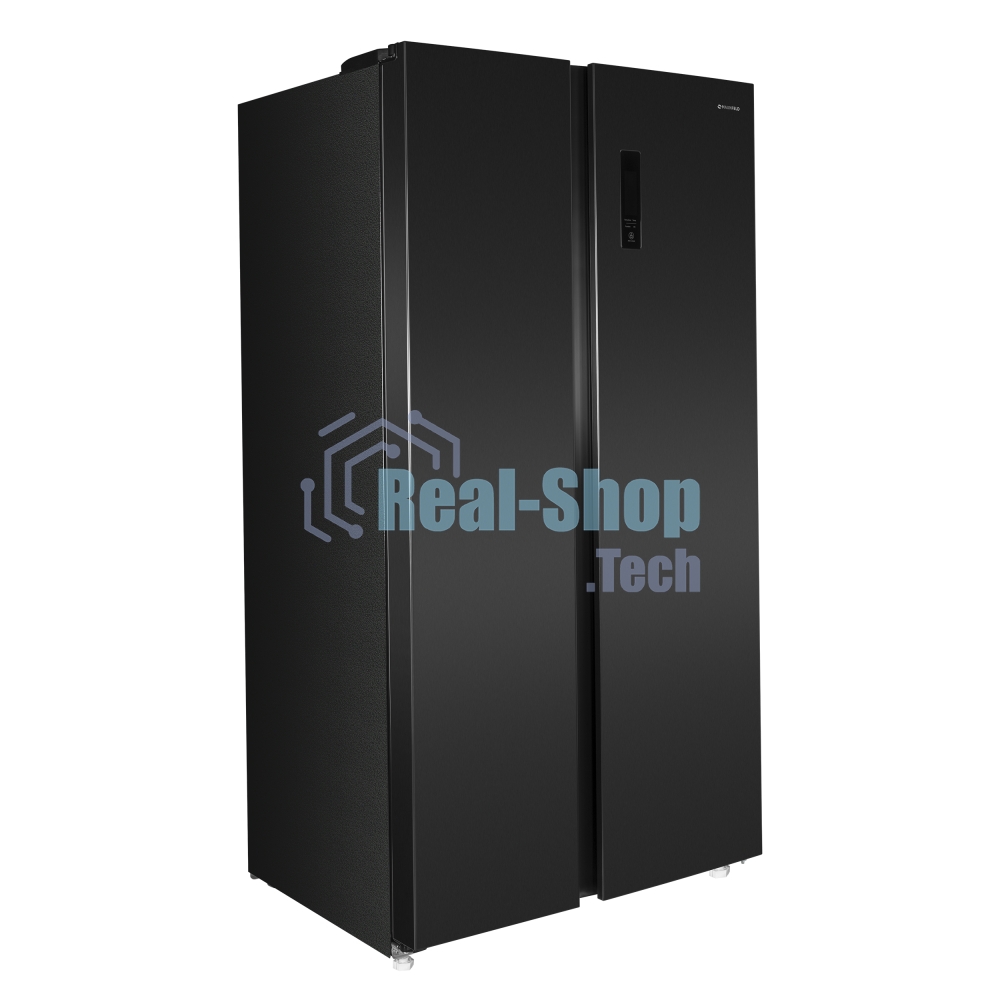 Холодильник Maunfeld MFF177NFSB черный глянц. двухкамерный 263/170л морозилка сбоку, No Frost, Side by Side