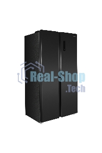 Холодильник Maunfeld MFF177NFSB черный глянц. двухкамерный 263/170л морозилка сбоку, No Frost, Side by Side