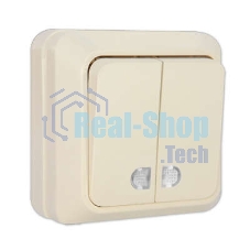 Выключатель 2-кл. ОП Олимп 10А IP20 с индик. беж. Universal Б-О0123