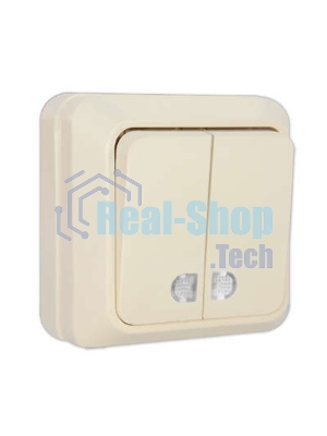 Выключатель 2-кл. ОП Олимп 10А IP20 с индик. беж. Universal Б-О0123