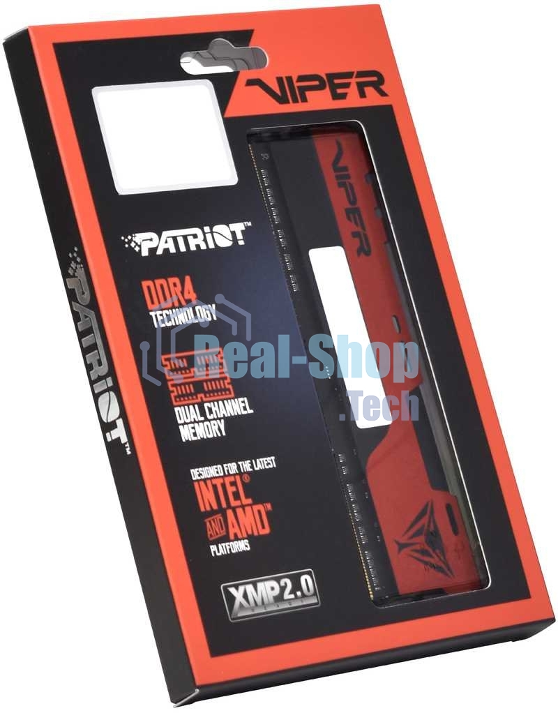 Оперативная память Patriot Viper Elite II, DDR4, 32GB (2x16 GB), 3200 MHz, CL18, DIMM, радиатор, красный, черный
