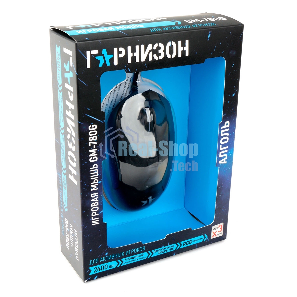 Мышь проводная Гарнизон GM-780G черный, 2400 dpi, USB, кнопки - 6