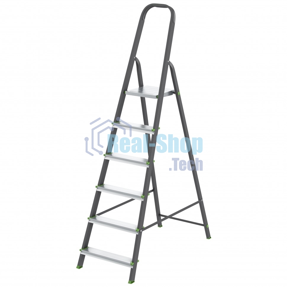 Стремянка Сибртех 6 ступеней, стальной профиль, алюминиевые ступени,